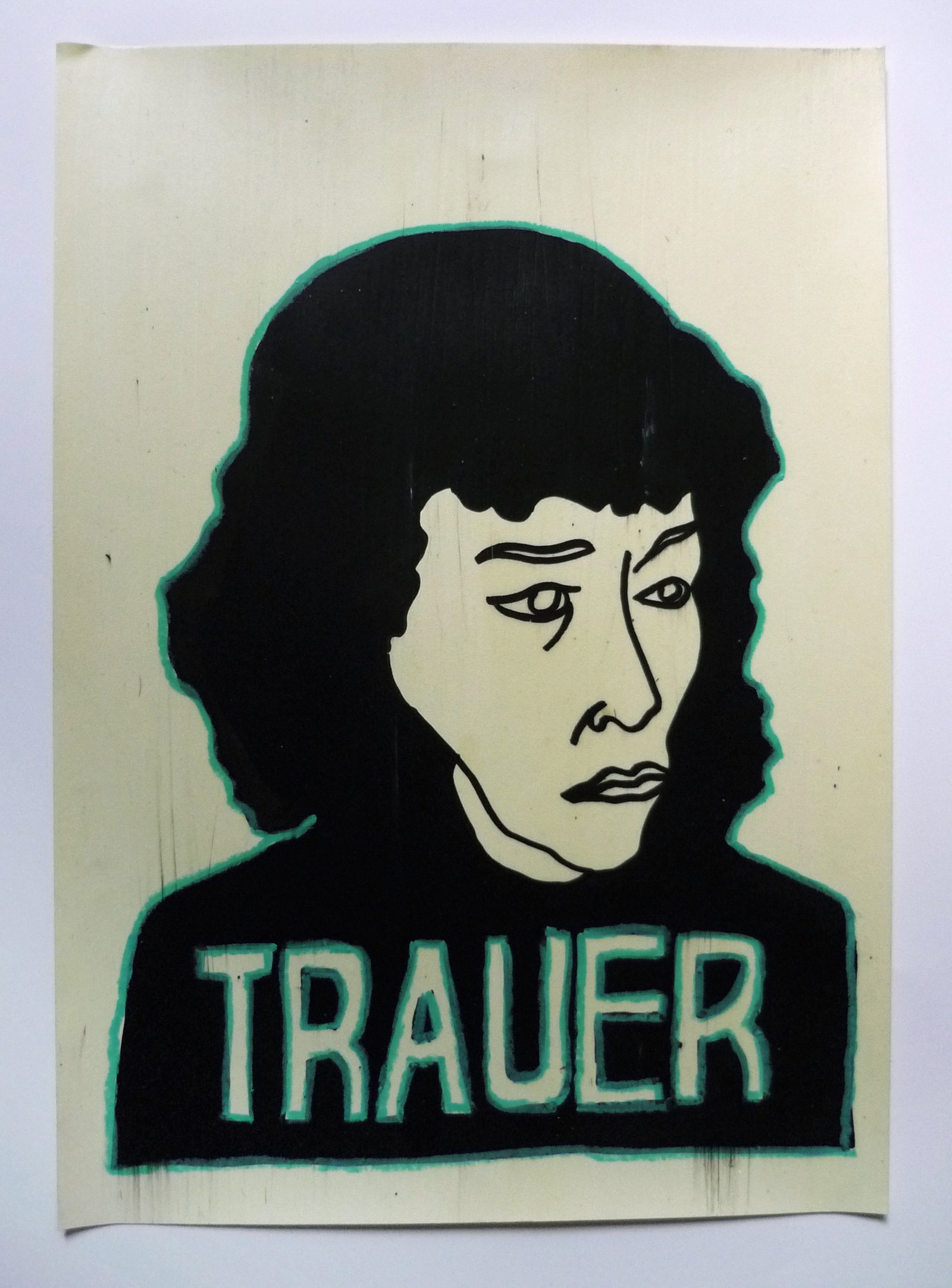 Cris Koch: Trauer, 2008. 480 x 350 mm, Tusche, Marker, Ölkreide, Lack auf Papier, © Cris Koch